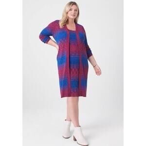Lane Bryant Blue Pink Static Space Dye Ribbed Duster Cardigan SZ 22/24
